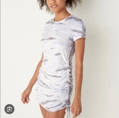 PINK Victoria’s Secret Gray SMALL Beach Terry Ruched Side Short Sleeve Dress