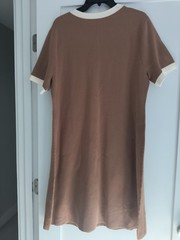 NWT Talbots Tipped Sweater Knit Shift Dress Cafe/Ivory Gold Buttons Size Large