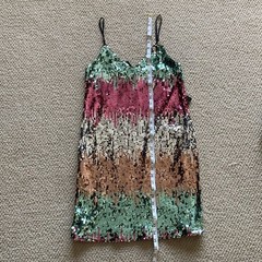 NEW Express Rainbow Multicolor Sequin Adjustable Party Dress ASO Josie Saltzman