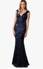 Goddiva Stephanie Pratt sz 10 Blue Sequin Tassel Maxi Dress. BNWT.Stunning