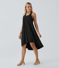 Halara Breezeful Racerback Side Pocket High Low Flowy Midi Dress Medium NWT