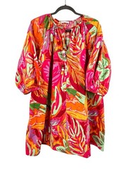 KARLIE Women&rsquo;s Bright A-Line Oversize Puff Sleeve Beaded Tassel Dress Small
