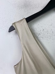 Warehouse Spotlight Beige Plain Midi Dress Sleeveless V-Neck Panel Detail UK 10