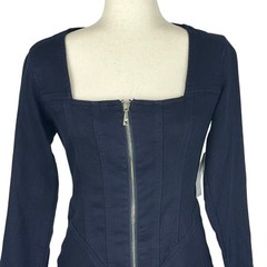 GUESS CORSET DENIM SQUARE NECK LONG SLEEVE MINI DRESS IN RINSE NWT SIZE SMALL