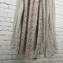 NWD Lil Anthropologie Grey Silk Lace Trim Chiffon Empire Waist Midi Dress 12