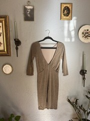 Honey Punch Golden Brown/Olive Open Back Dress size Medium (Small)