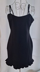 Lulus Black Strappy Ruffle Hem Fitted Bodycon Dress Women&rsquo;s Medium