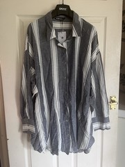 Yours BNWT Shirt Dress LongSleeve Grey White Stripe Dress Size 26/28 Knee Length