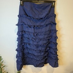 Gap Y2K Deep Blue Strapless Ruffle Mini Dress Size 14