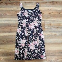 Vintage Laura Ashley Dress Womens 6 Black Pink Floral Sleeveless Y2K 90s
