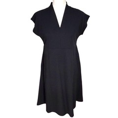 J Jill Fit & Flare Black Dress Women&rsquo;s XS Petite V-Neck Cap Sleeve Pockets NWT