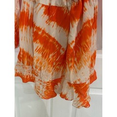Rococo Sand Tie Dye Ruffle Mini Dress Womens Small Orange Resort Boho