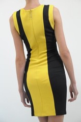 WAGGON PARIS Black and Yellow panelled bodycon dress UK 8 / S