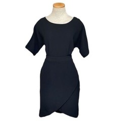 Bobeau Dress Women&rsquo;s PM Petite Medium Black Tulip Hem Short Sleeves