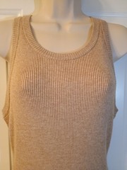 Rachel Zoe Ribbed Knit Rayon Nylon Poly Blend Beige Tank Bodycon Dress sz L