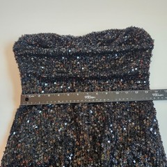 Black Sequin Strapless High Slit Evening Gown Formal Dress Size M