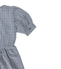 LOFT Women&rsquo;s Black/White Gingham Fit & Flare Scoop Neck Puff Sleeve M