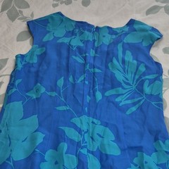 Mannequines Blue Teal Floral Square Neck Sleeveless Shift Silk Lined 14