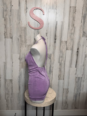 Fiestar Lavender Cowl Neck Ruched Halter Mini Dress Size Small