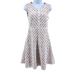 BCBG MAXAZRIA Dress Womens 4 Beige Lace Overlay Sleeveless A-Line Cocktail
