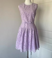 Womens Self-Portrait Round Neck Lace Sleeveless Mini Dress