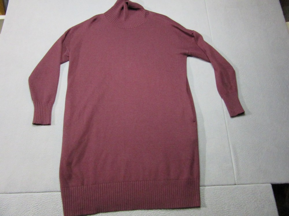 Lululemon Dress Womens XL Red Burgundy Turtleneck Tunic Sweater Ribbed Trim