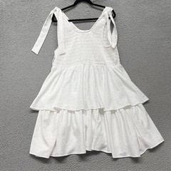 Arula Dress Womens C (US 3X) White Smocked Sleeveless Bow Layered Bridal