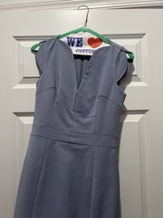 French Connection 2 Blue Solid Sheath Dress Sleeveless V-Neck Knee Length Zip