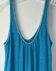 Calypso 100% Linen Maxi Dress Cover Up Knit Size Small Turquoise Scoop Neck Tank