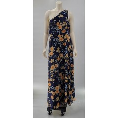 Lulus Elegant Admiration Maxi One Shoulder Dress XL Navy Floral Wedding Guest