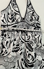 NWOT a.n.a. A New Approach Women’s 8 Dress Black White Floral Halter Fit & Flare