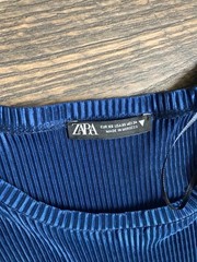 Zara Deep Blue pleated dress with wide waistband Size XS Length: 45 inches