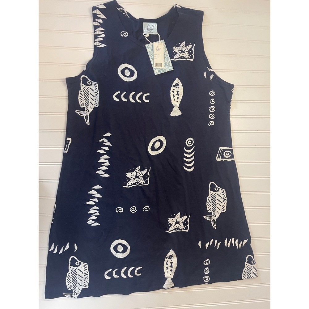 NWT Nautical Fish Starfish Print Shift Dress Beachy Cover Up Resort Core XL
