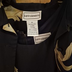 Karin Stevens Womens V-Neck Dress Semi-Sheer Jacket Dark Navy Size 10 Dry Clean