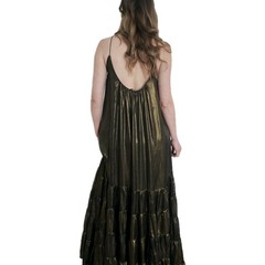 mes demoiselles Paris Bronze Gold Metallic Cotton Daviali Maxi dress 36 8 10 12