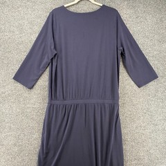 Garnet Hill Dress Womens XL Blue Shift Pull On Pima Cotton Modest Minimalist