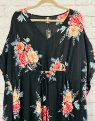 XS/S/M/L/XL New Black Pink Red Yellow Floral Print Kaftan Beach Cover Dress