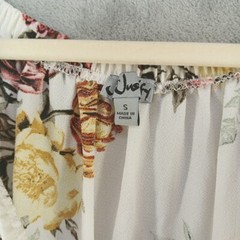 J FOR JUSTIFY Shirt Dress Off-The-Shoulder Elastic Waist White Floral Size Small