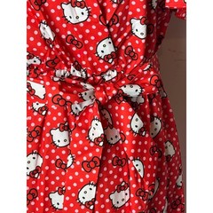 SHEIN X Hello Kitty Dress Women Small Red Polka Dot Belted Faux Wrap Mini NWT