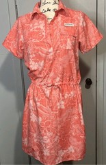 Magellan Outdoors Coral Floral Midi Dress Moisture Wicking Fish Gear Size SM B19
