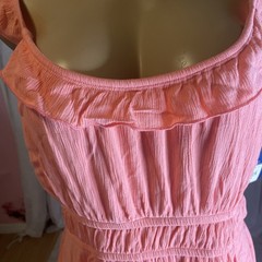 Womans-Large-Arizona Jean Co Womens Dress Sleeveless Ruffled Pink