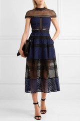 Authentic Self-Portrait Navy Paneled Guipure Lace Dress UK 6 US 2