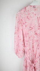 Scanlan Theodore 2 piece cross front silk long sleeve dress in blush size M/UK10