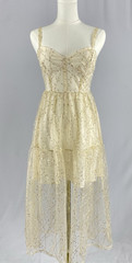 Forever 21 Sequin Tulle Midi Dress Womens Small Cream Gold Fairycore Party Prom