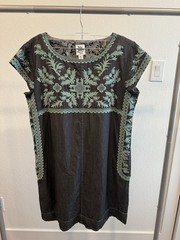 Ivy Jane Embroidered Front & Back Blue/Teal Short Sleeve Dress