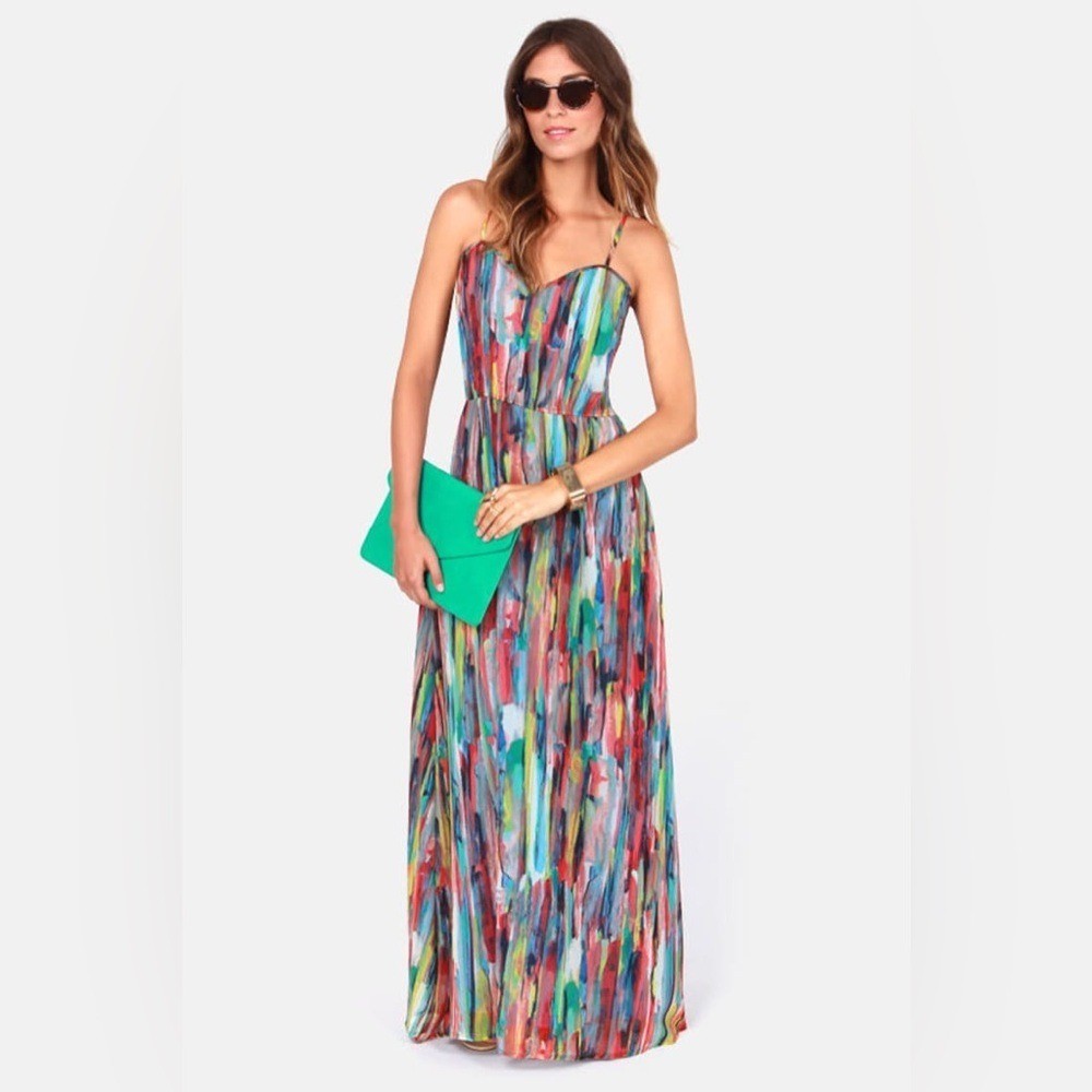 Jack by BB Dakota Multicolor Brushstroke Strap Maxi Dress