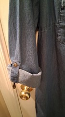 DB Est 1962Denim Shirt Dress Lightweight Chest Pockets Convertible Sleeve Length