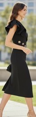 Acler Lynch Black One Shoulder Button Detail Midi Dress AU10/US6 EUC