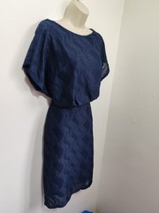 Phase Eight navy blue textured batwing bodycon midi dress 10 smart work
