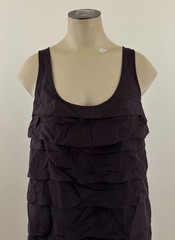 EILEEN FISHER 100% SILK Womens Sz Small Brown Tiered Ruffle Sleeveless Dress EXC